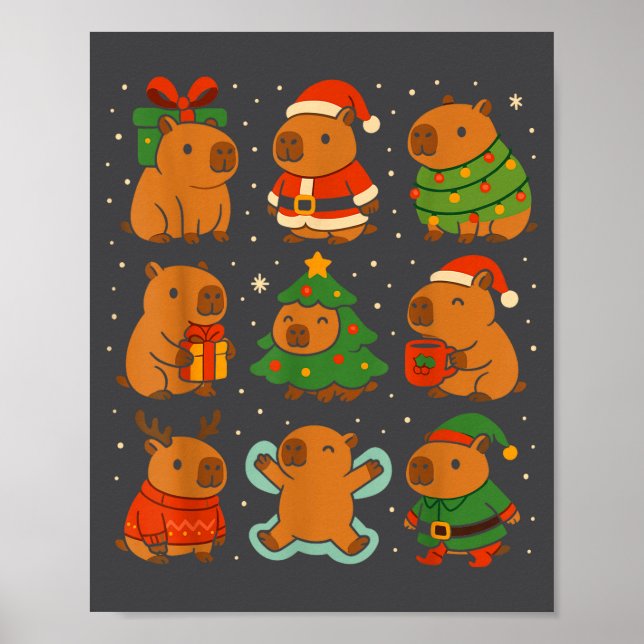 Capybara Christmas Shirt, Funny Capy Holidays  Poster (Vorne)