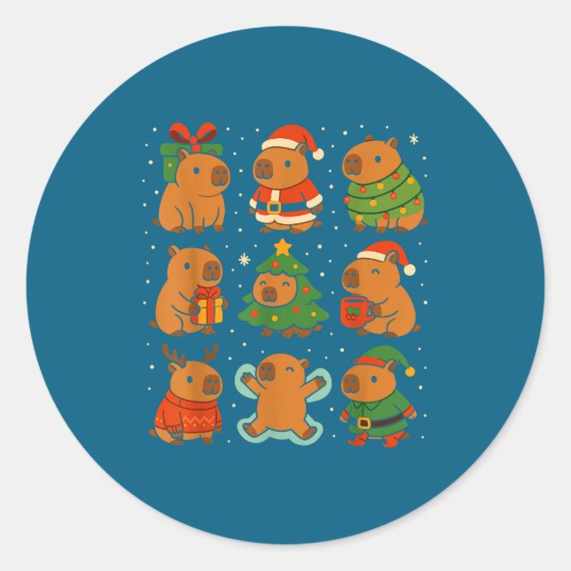 Capybara Christmas Shirt, Funny Capy Holidays  Runder Aufkleber (Vorderseite)