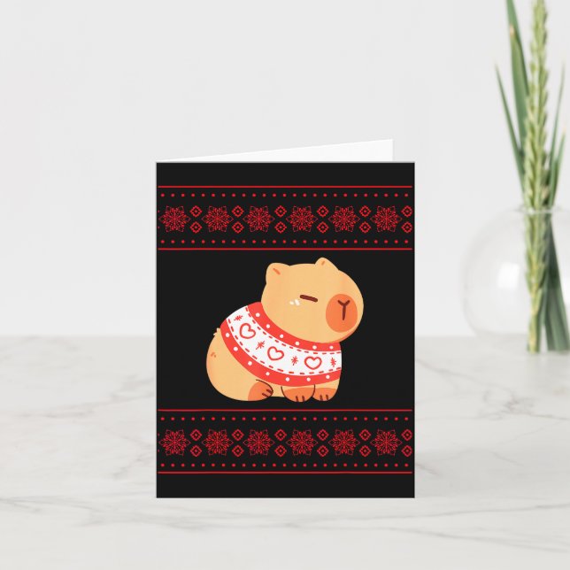 Capybara Christmas Sweater  Karte (Vorderseite)