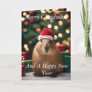 "Capybara Claus: Ein festliches Bokeh-Wunderland" Karte
