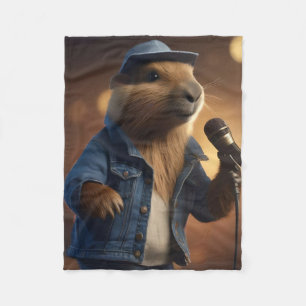 "Capybara Cowboy: Serenading the Wild West" Fleecedecke