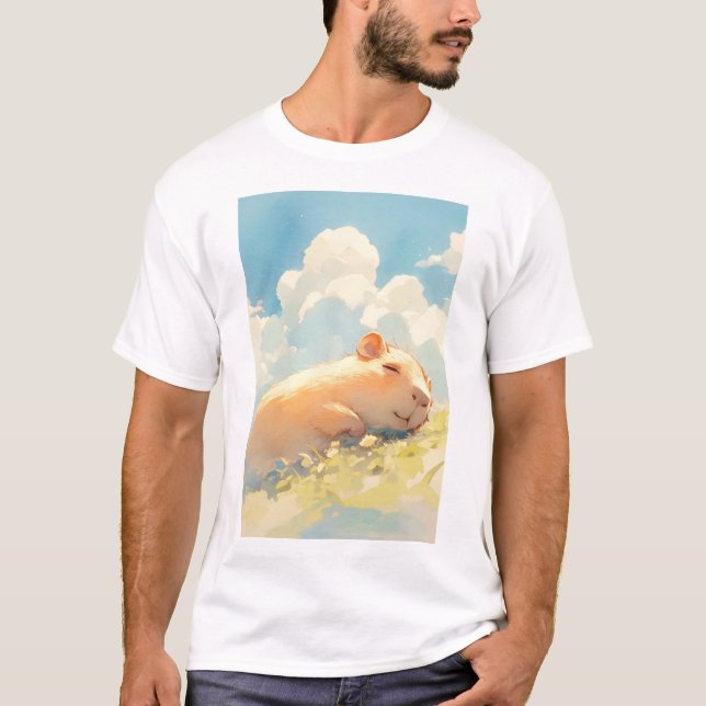 Capybara Cuddles im Gras T-Shirt (Vorderseite)