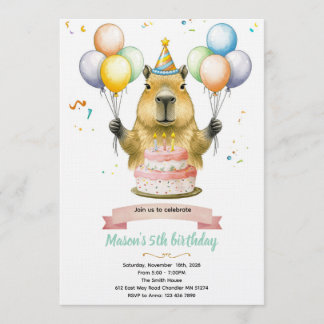 Capybara cute birthday invitation einladung