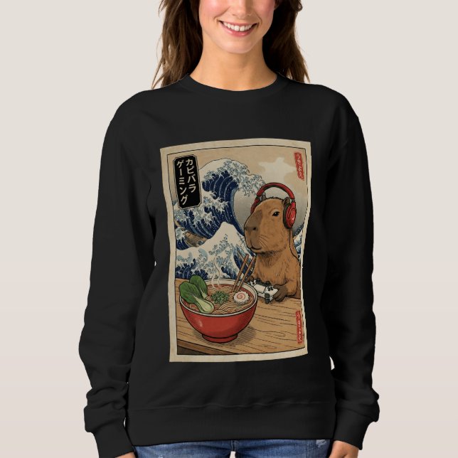 Capybara Cute Kawaii Japanese Gamer Funny Ramen Re Sweatshirt (Vorderseite)