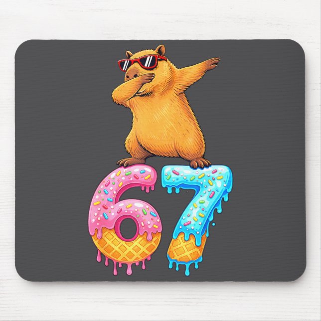 Capybara Dabbing 67 Ice Cream Drip 67 Birthday Boy Mousepad (Vorne)