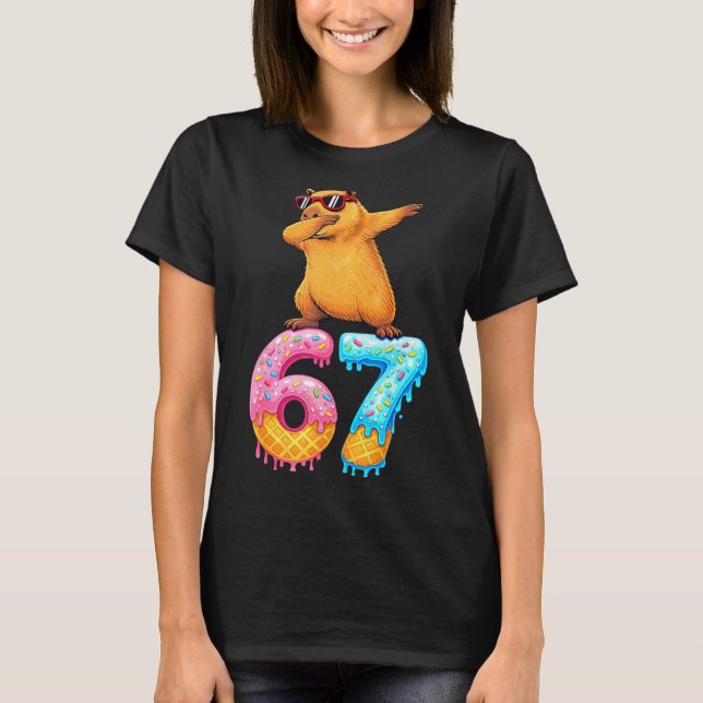 Capybara Dabbing 67 Ice Cream Drip 67 Birthday Boy T-Shirt (Vorderseite)
