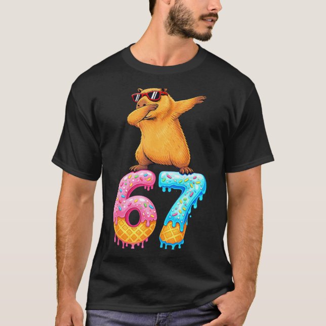 Capybara Dabbing 67 Ice Cream Drip 67 Birthday Boy T-Shirt (Vorderseite)