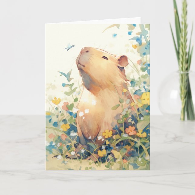 Capybara Daydream in the Meadow Karte (Vorderseite)