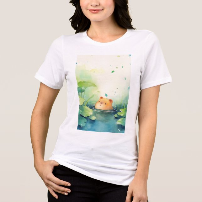 Capybara Der Flüchtige Blick aus dem Wasser Tri-Blend Shirt (Vorderseite)