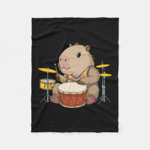 Capybara Drummer Trommeln Rodents Funny Capyb Fleecedecke