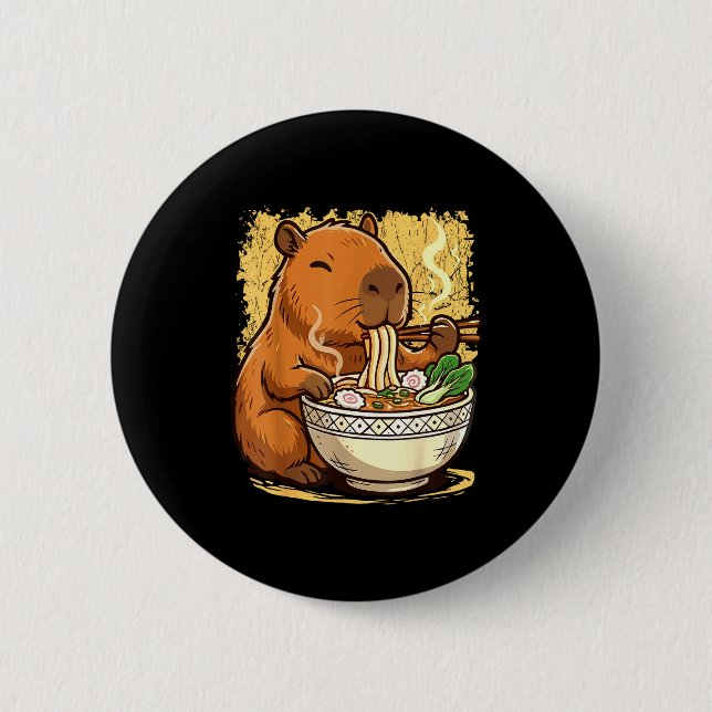 Capybara Eating Ramen Noodles  Button (Vorderseite)