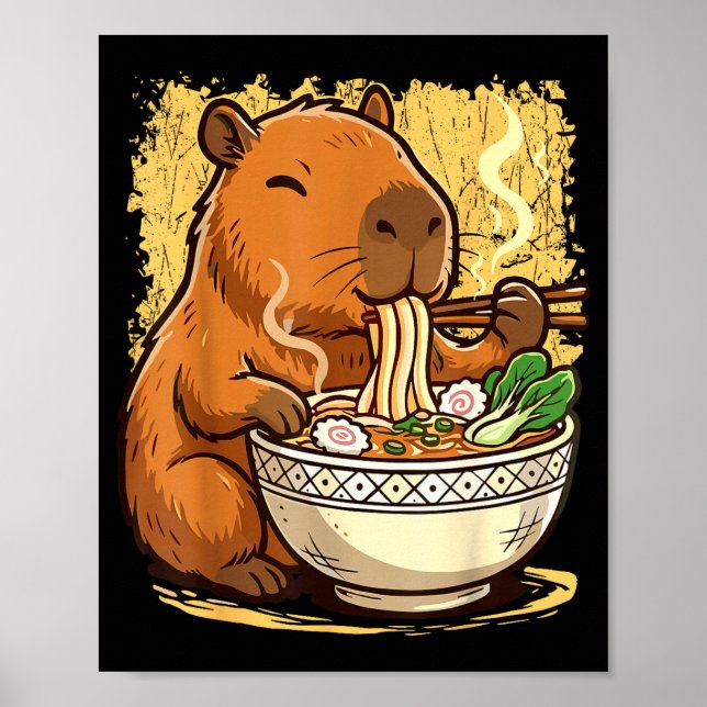 Capybara Eating Ramen Noodles  Poster (Vorne)