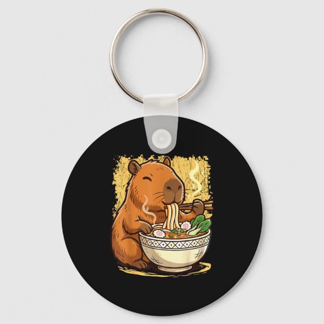 Capybara Eating Ramen Noodles  Schlüsselanhänger (Vorderseite)