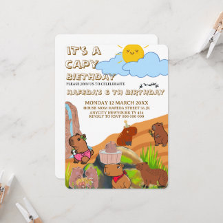 Capybara Einladung zum Geburtstag, Niedlicher Blum