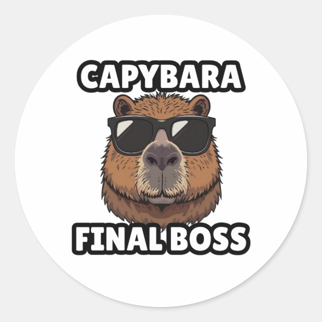 Capybara-Endboss-Kunstaufkleber Runder Aufkleber (Vorderseite)