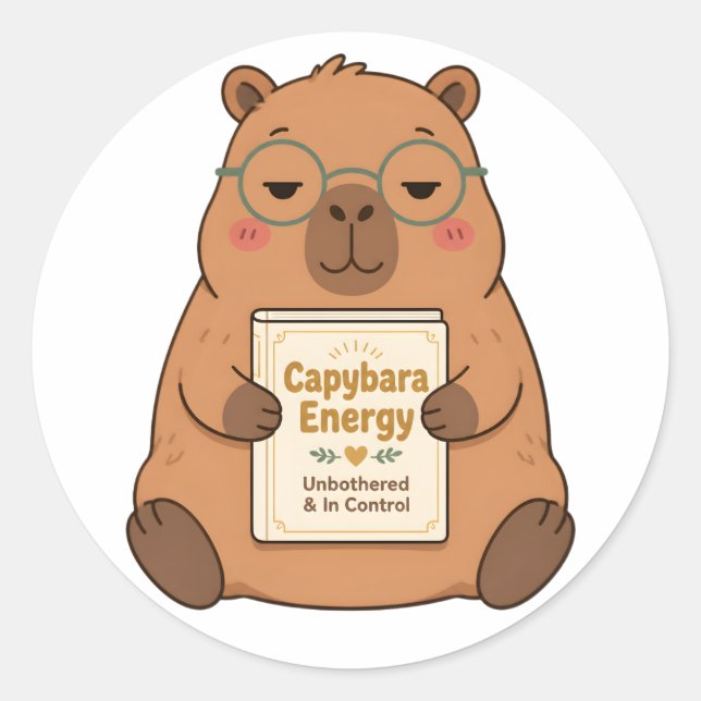Capybara-Energie Unbothered-Brille Aufkleber (Vorderseite)