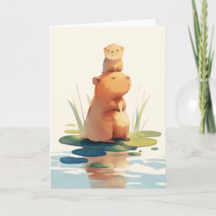 Capybara entspannt sich mit Freund Karte