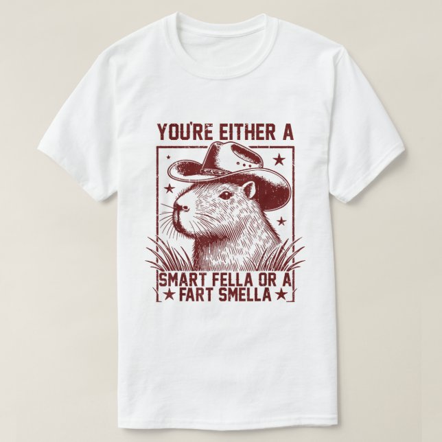 Capybara Entweder ein Smart Fella - Furz Smella T-Shirt (Design vorne)