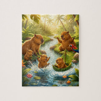 Capybara-Familien-Flussabenteuer-Puzzle Puzzle