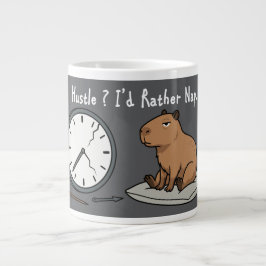 Capybara Fatigué Humour I'd Rather Nap et Horloge Jumbo-Tasse