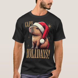 Capybara - Festliche Capybara mit Weihnachtsmannmü T-Shirt