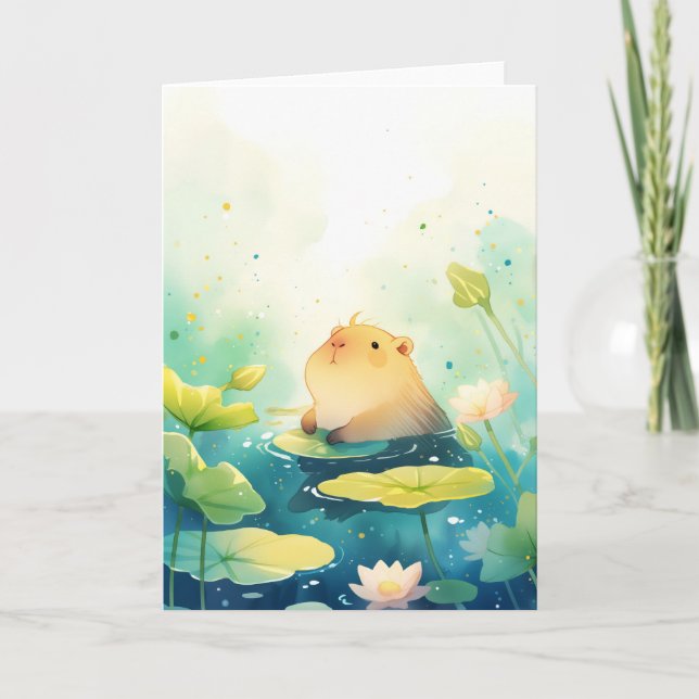 Capybara Floating in Bliss Karte (Vorderseite)