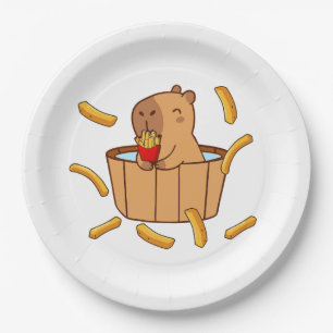 Capybara Fries Paper Plate Funny Fast Food Party Pappteller
