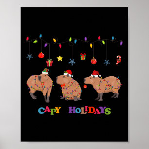 Capybara Frohe Weihnachten Poster