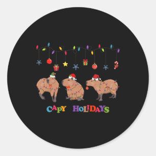 Capybara Frohe Weihnachten Runder Aufkleber