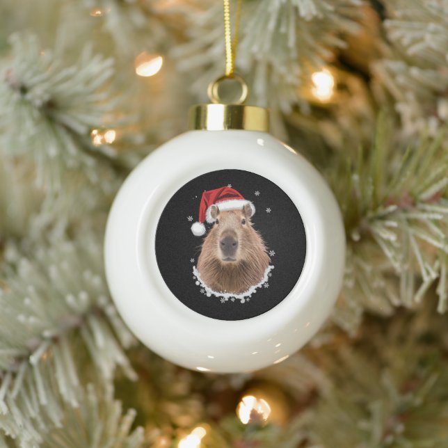 Capybara Funny Christmas Keramik Kugel-Ornament (Baum)