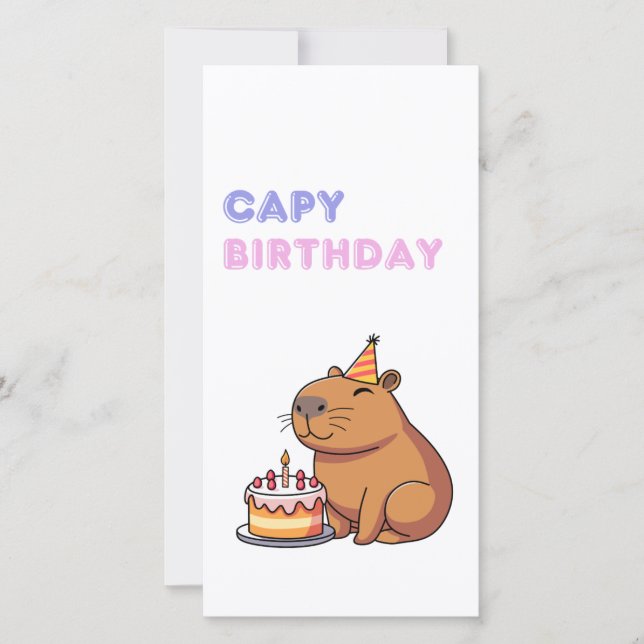 Capybara Funny Happy Birthday Card (Vorderseite)