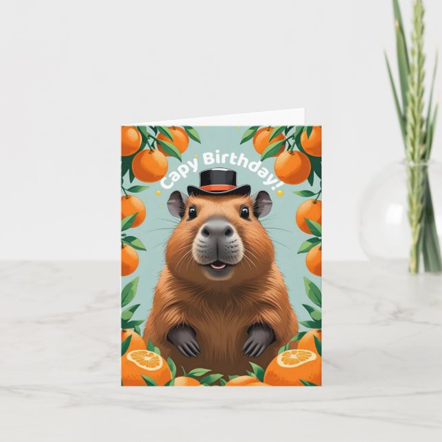Capybara Funny Happy Birthday Card Karte (Vorderseite)