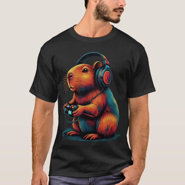 Capybara Funny Video Games Capybara T-Shirt (Vorderseite)