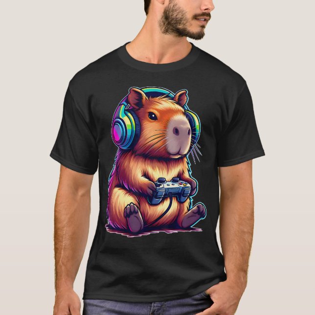 Capybara Funny Video Games Lover Capybara Console  T-Shirt (Vorderseite)