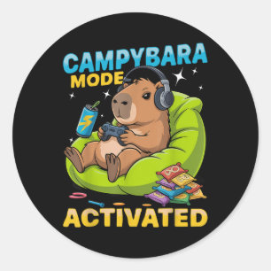 Capybara Gamer Gaming T - Shirt_1.png Runder Aufkleber