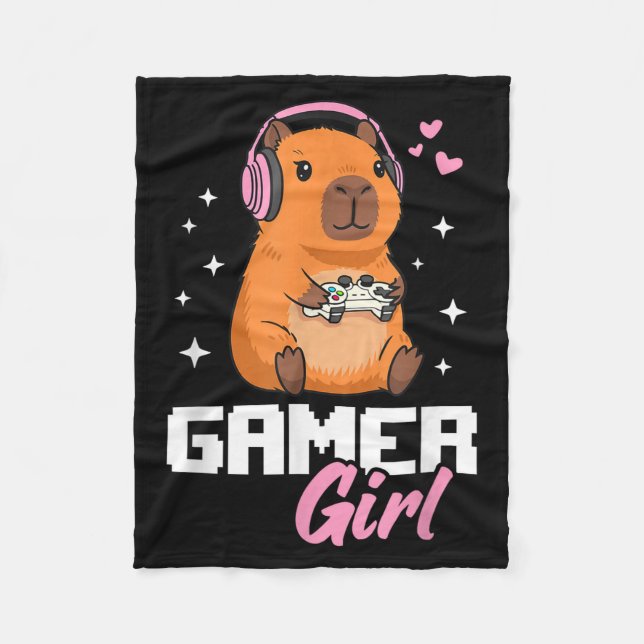 Capybara Gamer Girl Gaming  Fleecedecke (Vorderseite)