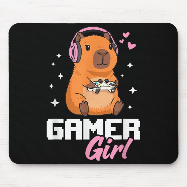 Capybara Gamer Girl Gaming  Mousepad (Vorne)