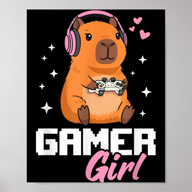 Capybara Gamer Girl Gaming  Poster (Vorne)