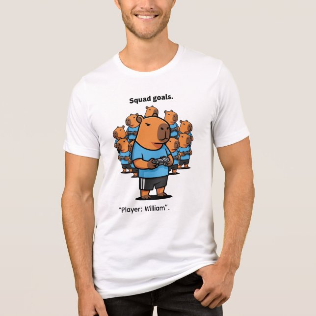 Capybara Gamer T-Shirt _ Custom Name Tri-Blend Shirt (Vorderseite)