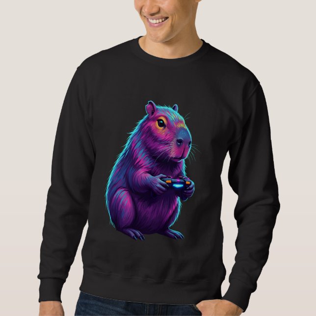 Capybara Gaming Videospiele Gamer Tier Retro Sweatshirt (Vorderseite)
