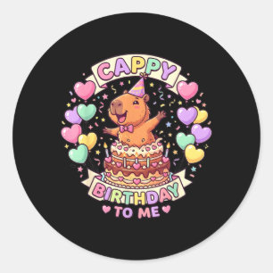 Capybara Geburtstag Kawaii Mädchen Cappy Geburtsta Runder Aufkleber