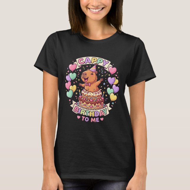 Capybara Geburtstag Kawaii Mädchen Cappy Geburtsta T-Shirt (Vorderseite)