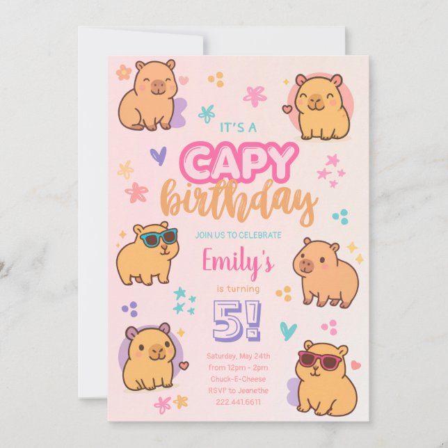 Capybara-Geburtstags-Einladung Einladung (Vorderseite)