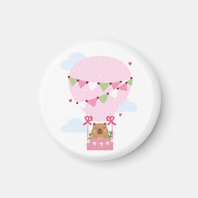 Capybara Geburtstagsparty Kinderuhr Magnet (Vorne)