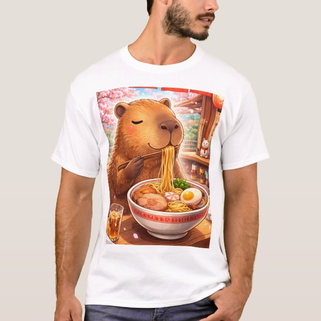 Capybara genießt Ramen T-Shirt (Vorderseite)