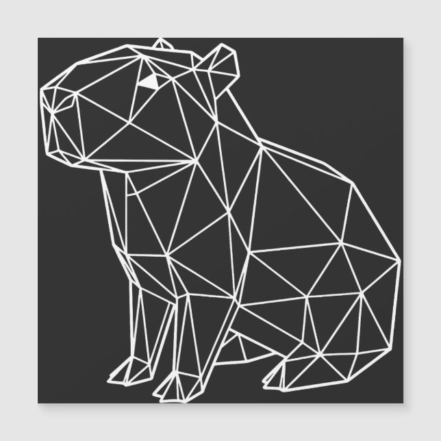 Capybara Géométrique Blanc Style Origami Minimalis Magnetkarte (Vorderseite)