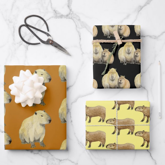 Capybara Geschenkpapier Set (Vorderseite)