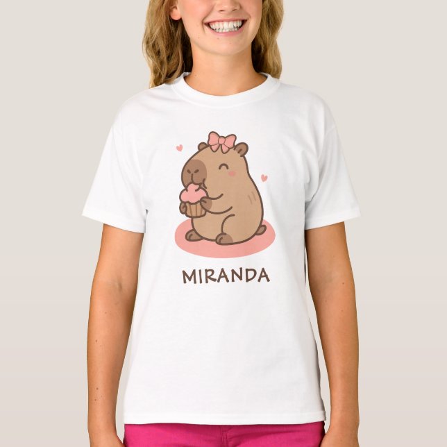 Capybara Girls Personalised Cute Funny T-Shirt (Vorderseite)