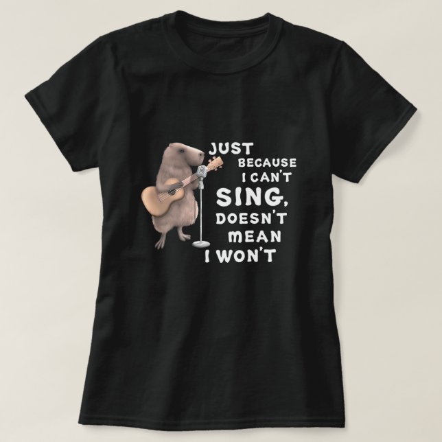 Capybara Gitarre nur weil ich nicht singen kann T-Shirt (Design vorne)