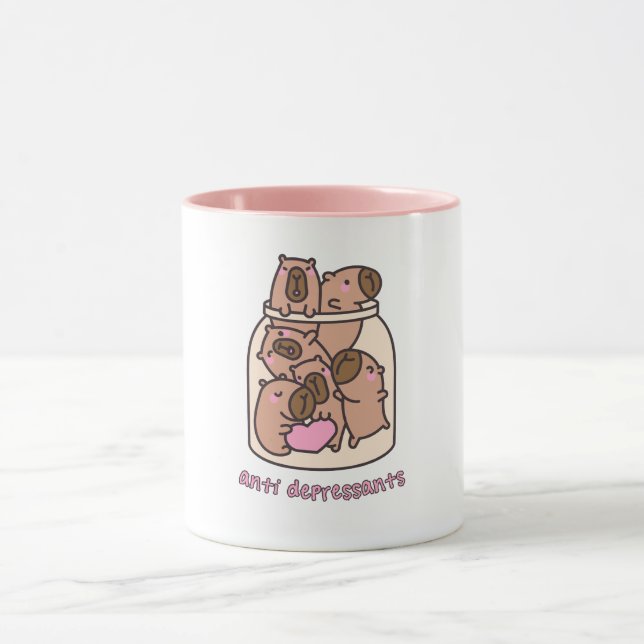 Capybara-Glas-Kunst - "Antidepressiva" Whimsical Tasse (Zentrum)